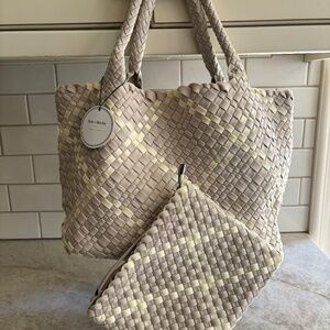 Greige Neoprene Tote with Wristlet